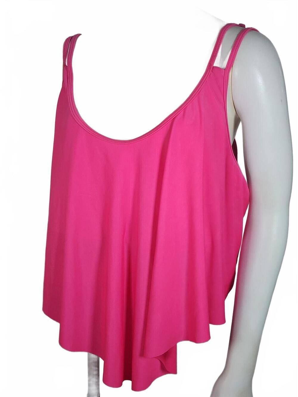 Pink Flowy Plus Size 4XL Swim Top with Adjustable Straps